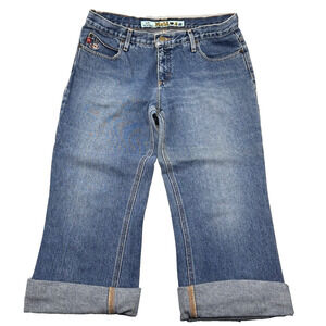 Vintage 90s Mudd Medium Wash Mid Rise Cuffed Cropped Jeans Jr 13 31x30" Mexico